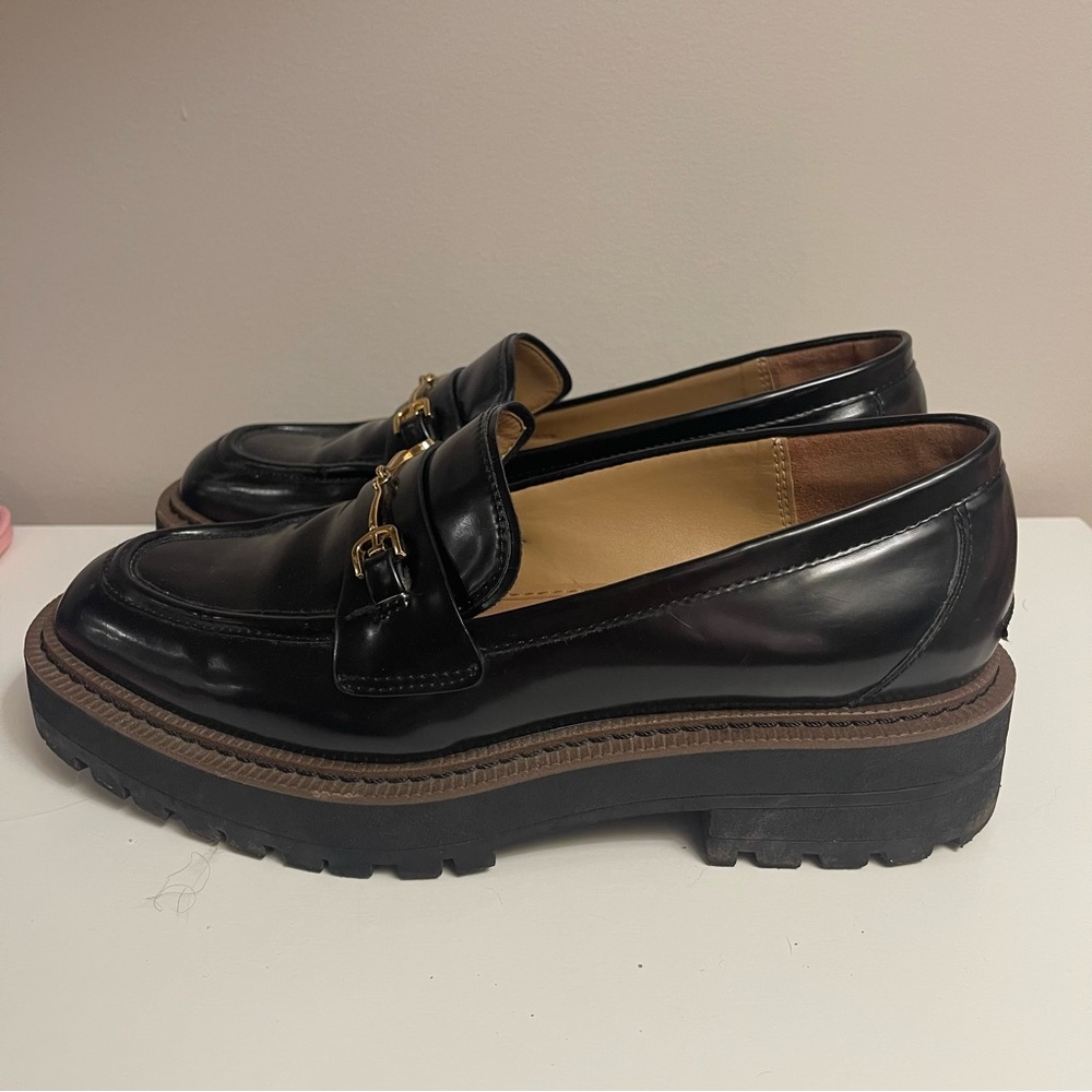Sam Edelman Black Loafers with Gold Accent - Picture 4 of 6
